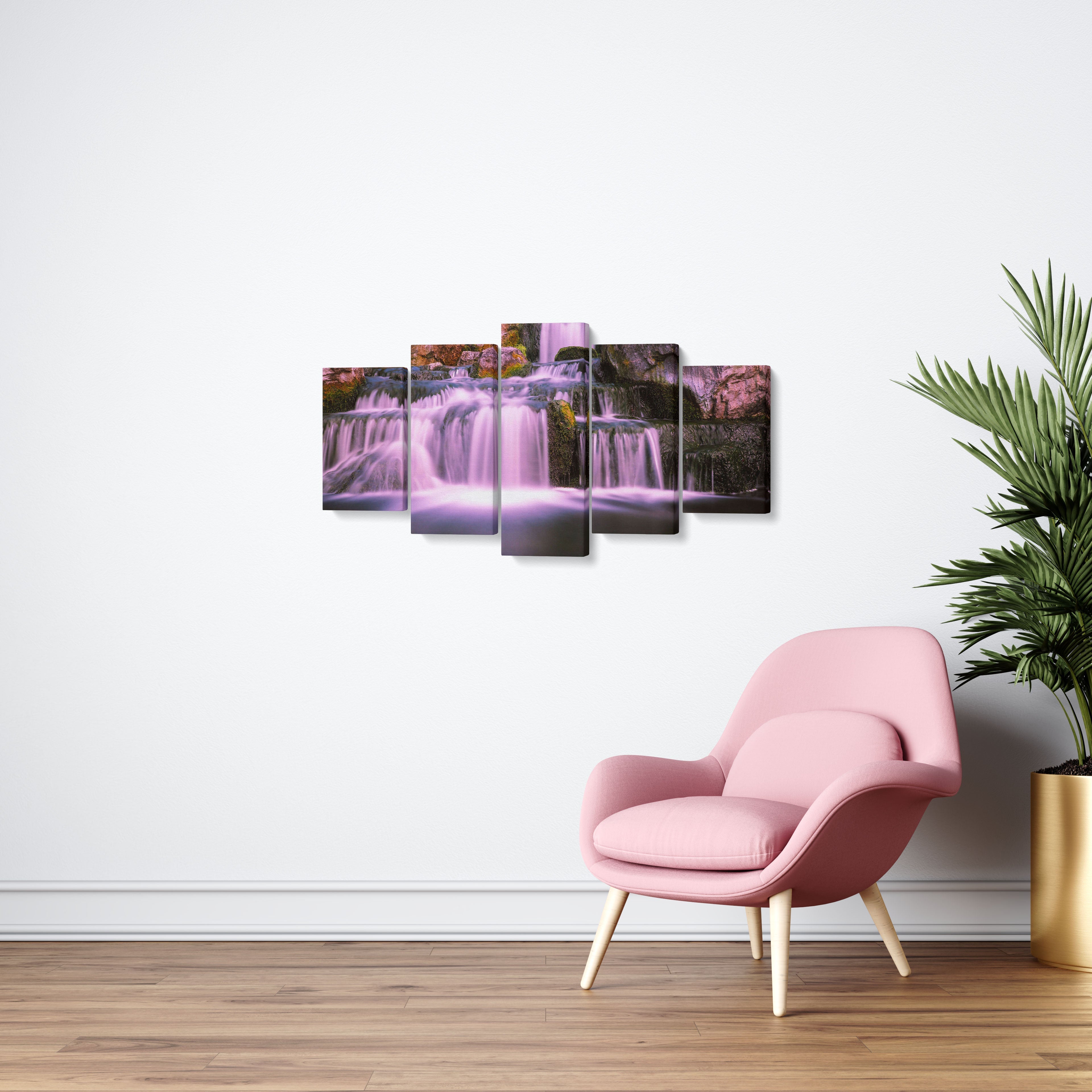 Tablou MultiCanvas 5 piese Pink Waterfall clevny.ro
