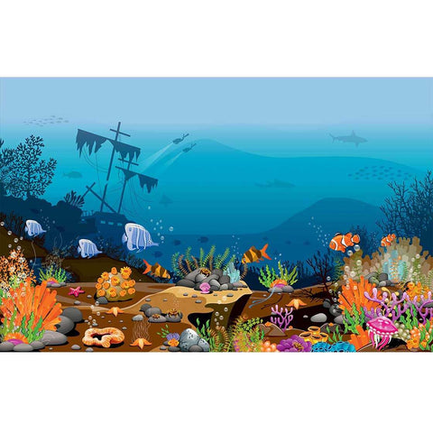 Autocolant Acvariu Illustration Underwater Life - clevny.ro