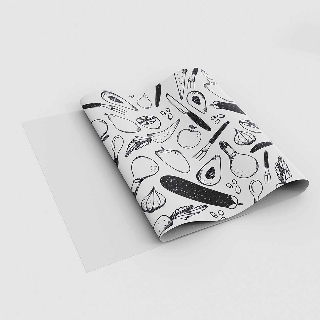 Autocolant bucătărie Black and White Food Pattern - clevny.ro