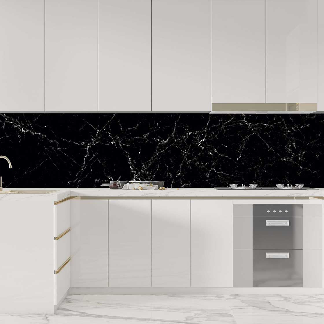 Autocolant bucătărie Black Marble - clevny.ro