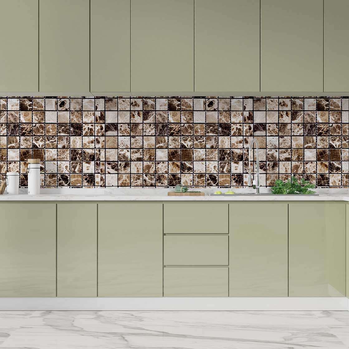 Autocolant bucătărie Brown and White Marble Wall - clevny.ro