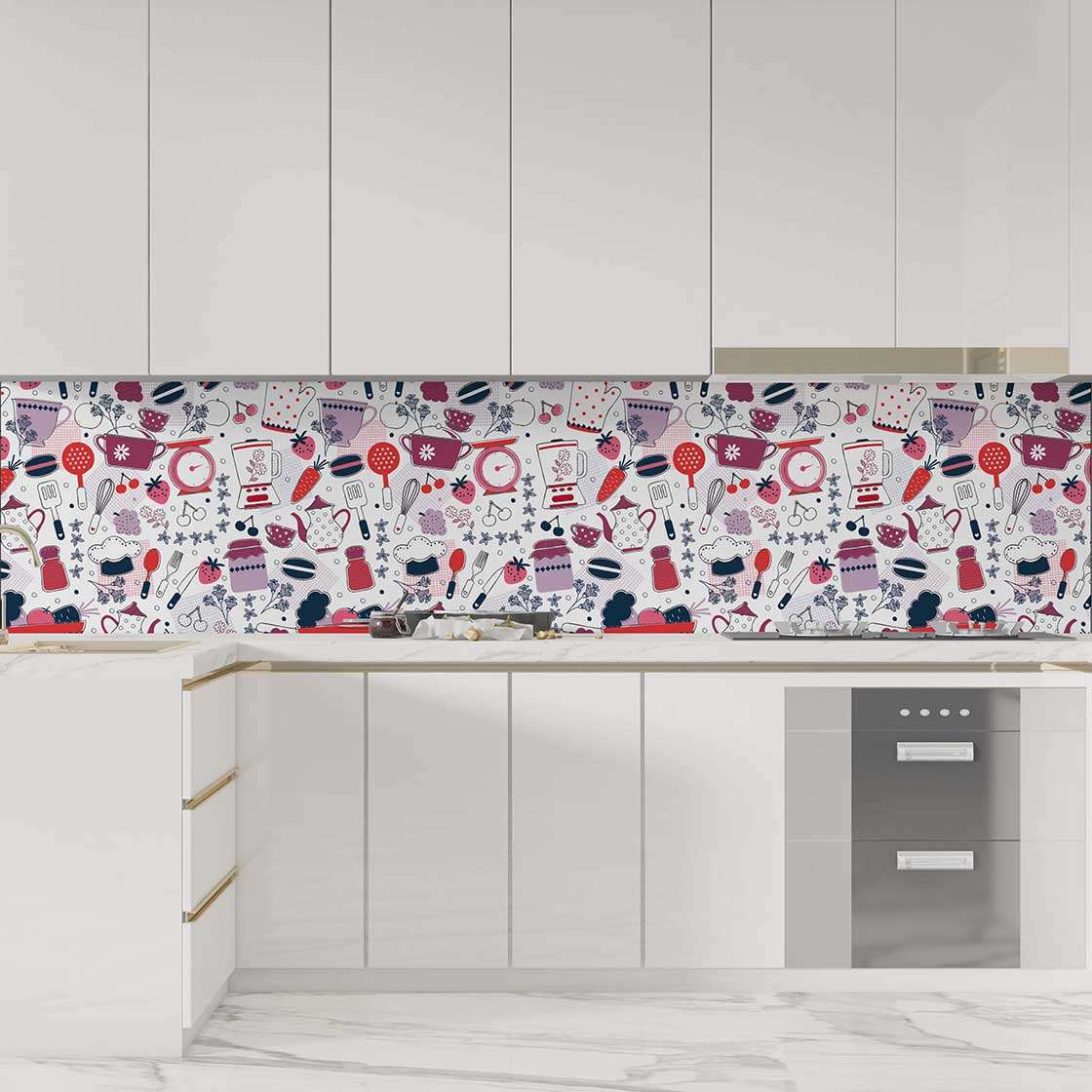 Autocolant bucătărie Colorful Kitchen Pattern - clevny.ro