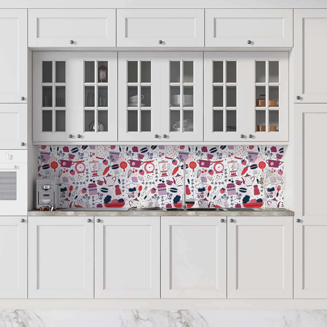 Autocolant bucătărie Colorful Kitchen Pattern - clevny.ro