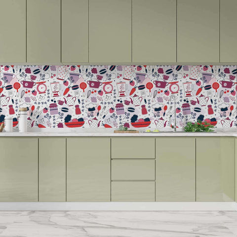 Autocolant bucătărie Colorful Kitchen Pattern - clevny.ro