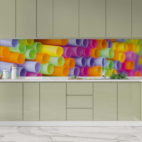 Autocolant bucătărie Rainbow Drinking Straw - clevny.ro