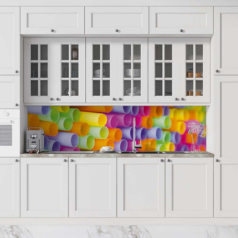 Autocolant bucătărie Rainbow Drinking Straw - clevny.ro