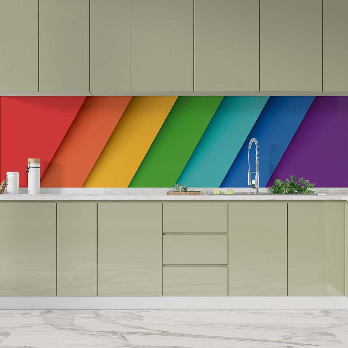 Autocolant bucătărie Rainbow Stripes - clevny.ro