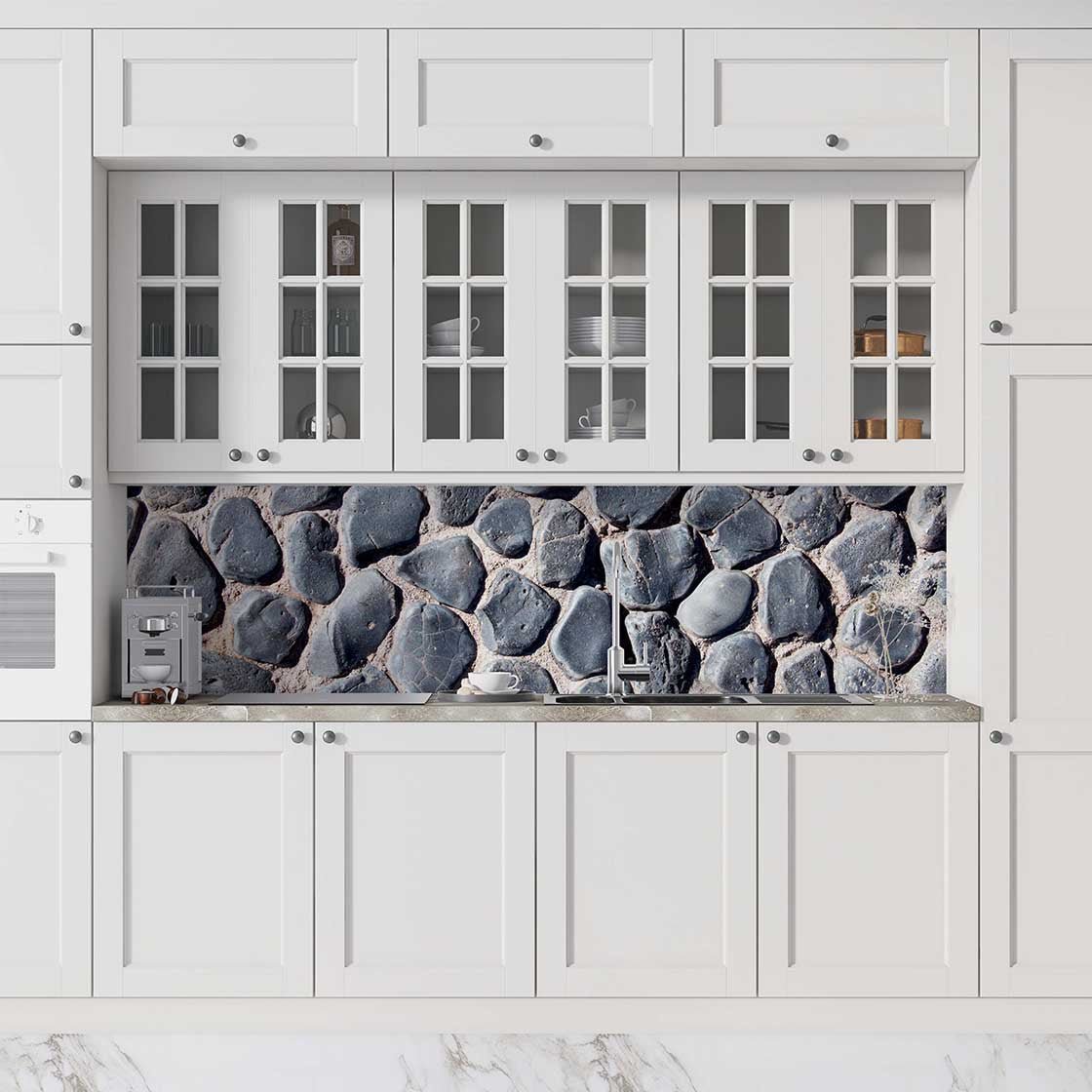 Autocolant bucătărie River Stones on Wall - clevny.ro
