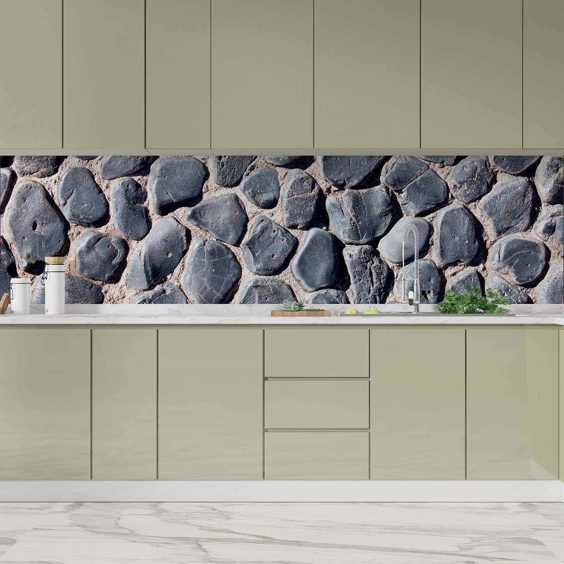 Autocolant bucătărie River Stones on Wall - clevny.ro