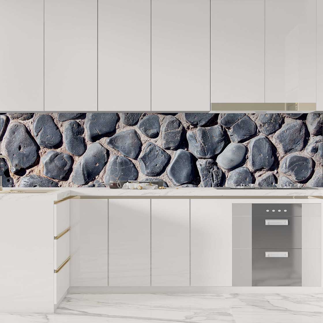 Autocolant bucătărie River Stones on Wall - clevny.ro