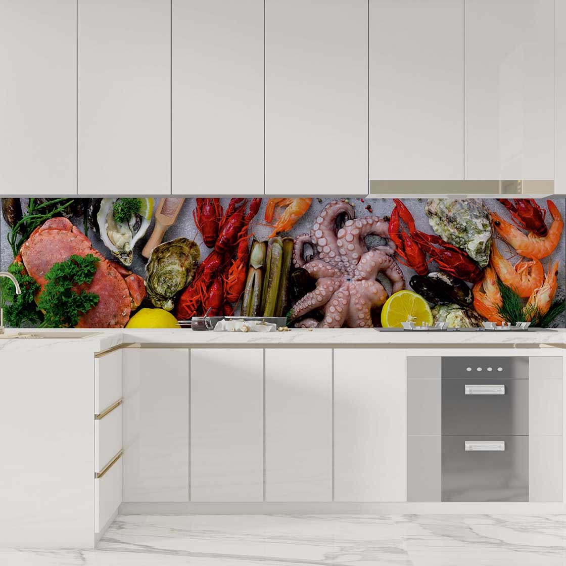 Autocolant bucătărie Seafood Background - clevny.ro