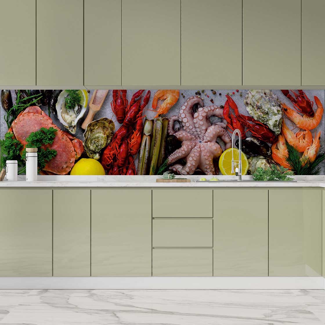 Autocolant bucătărie Seafood Background - clevny.ro