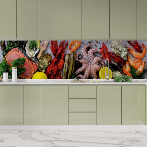 Autocolant bucătărie Seafood Background - clevny.ro