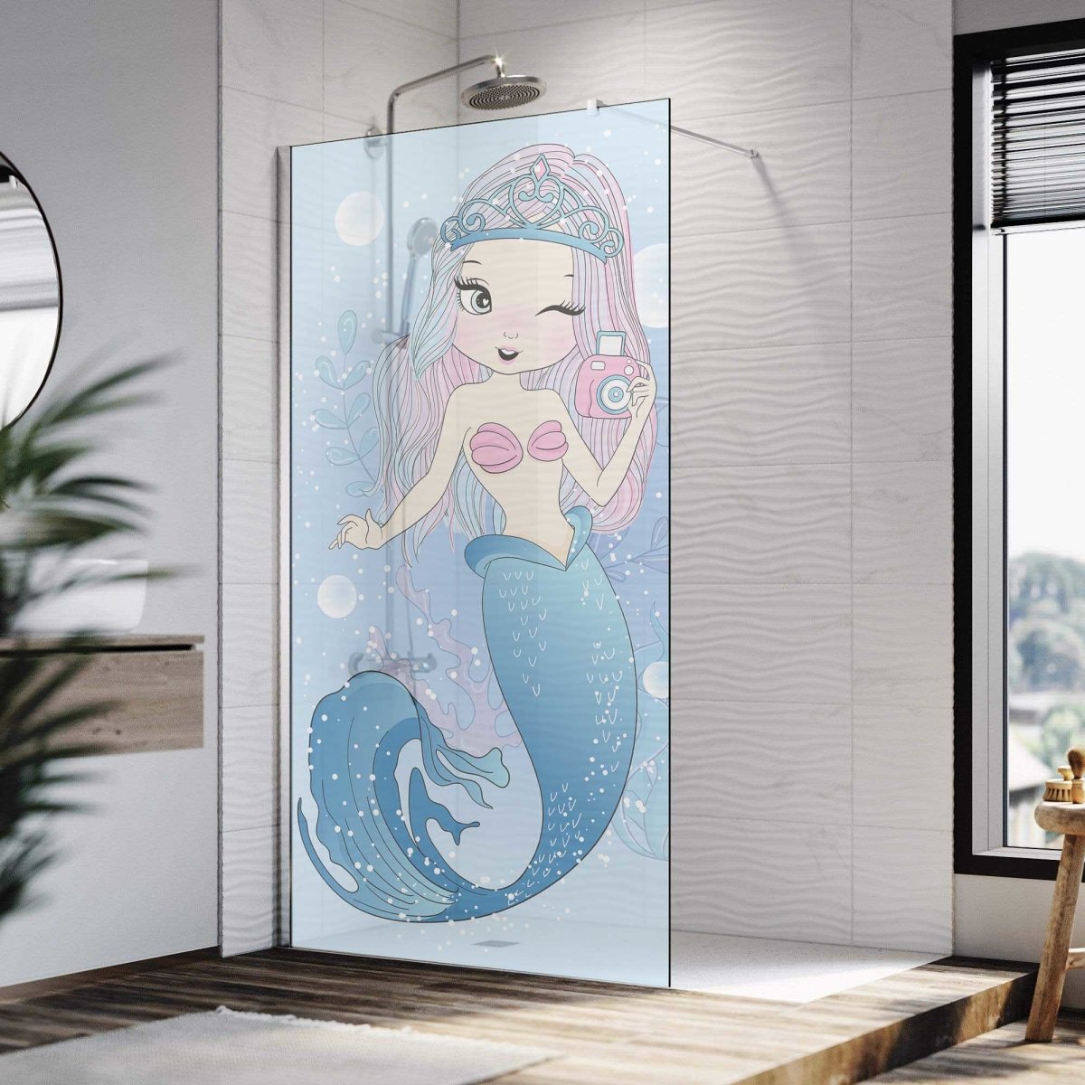 Autocolant Cabină Duș Cute Mermaid - clevny.ro