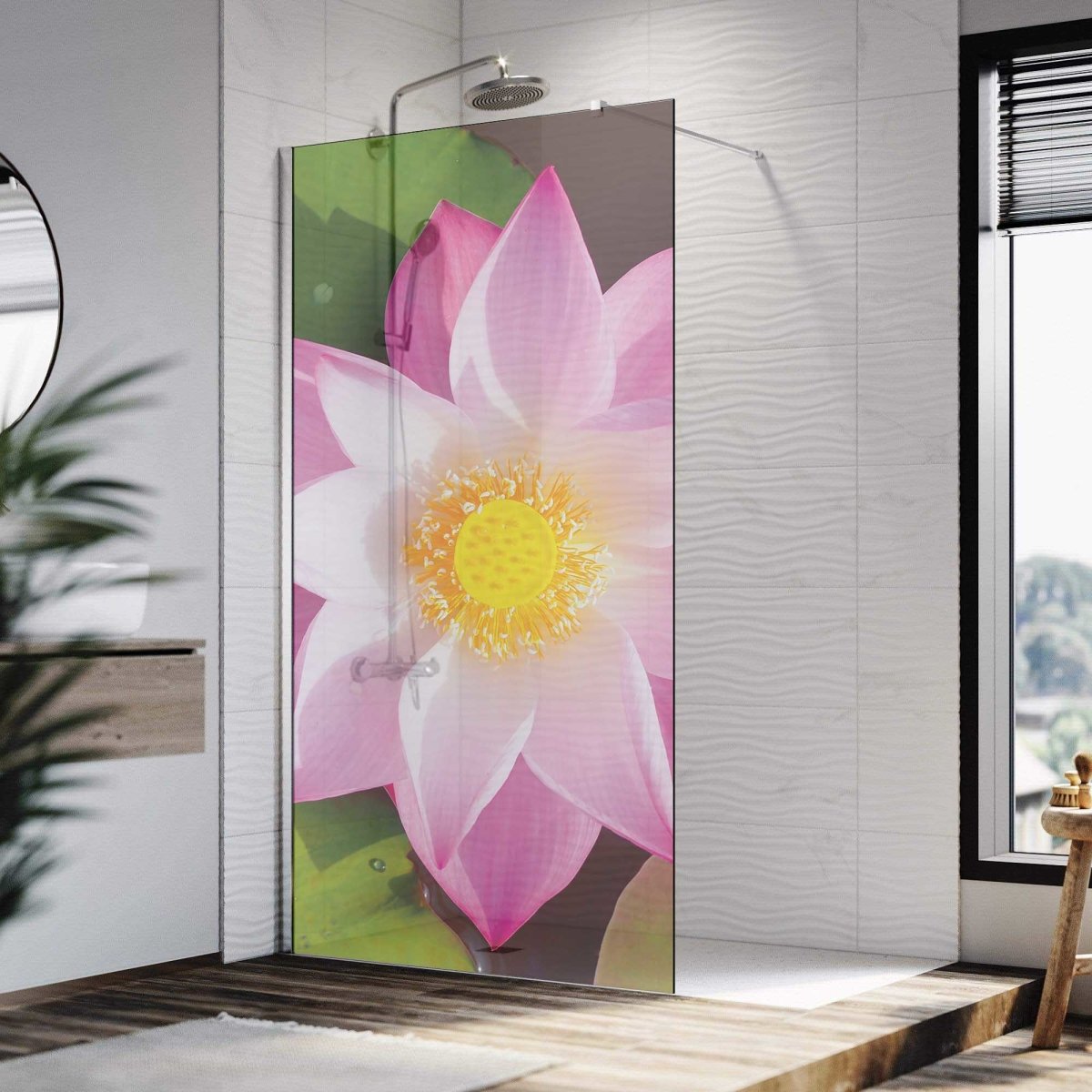 Autocolant Cabină Duș Pink Lotus Flower - clevny.ro