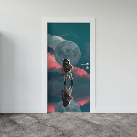 Autocolant ușă Astronaut in Space - clevny.ro