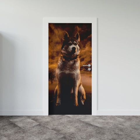 Autocolant ușă Big Dog in Nature - clevny.ro