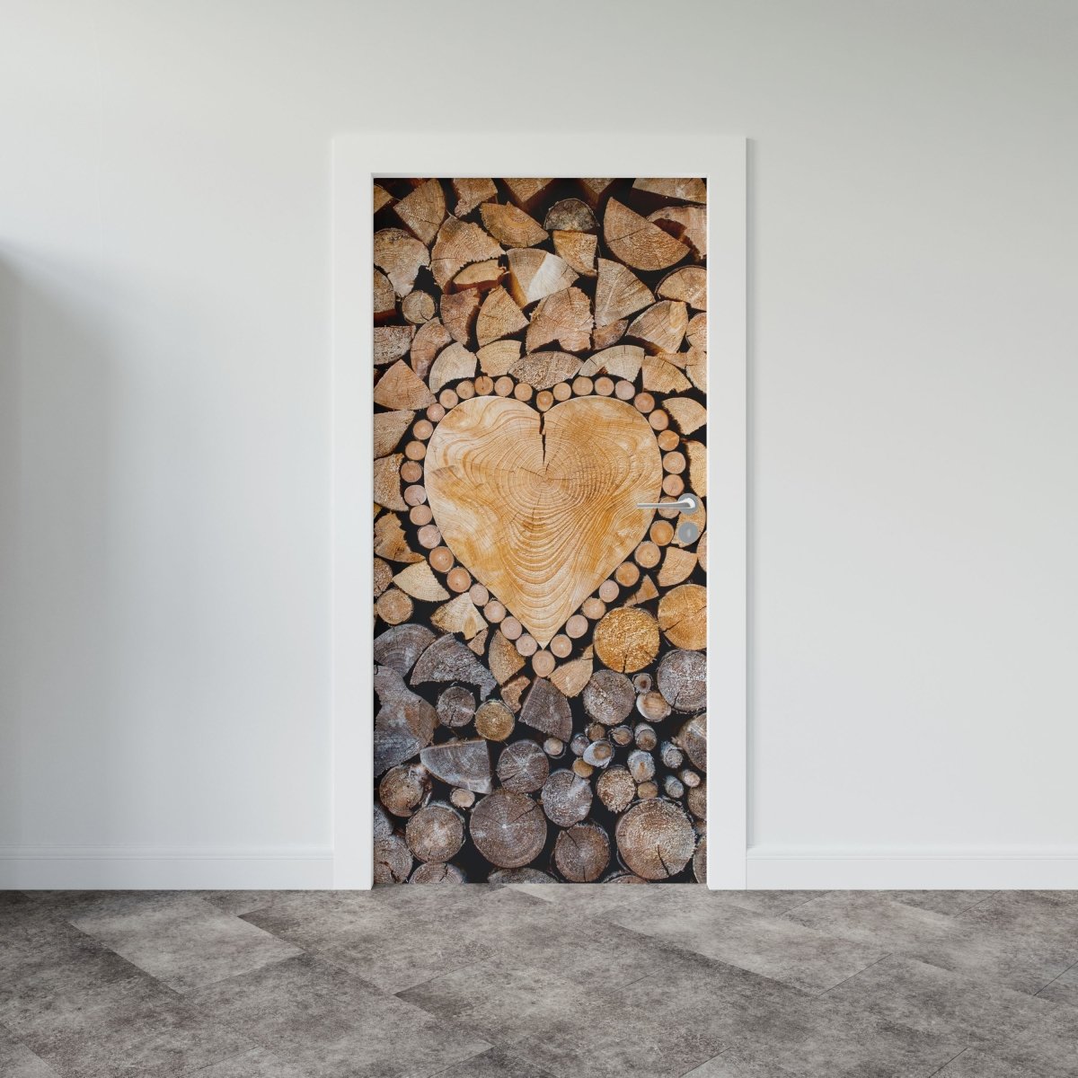Autocolant ușă Heart Wood - clevny.ro