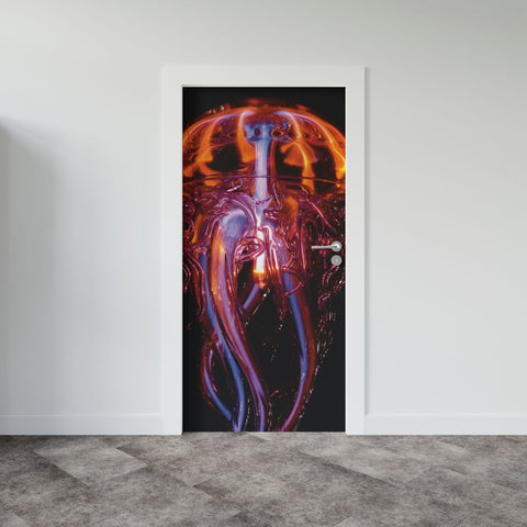 Autocolant ușă Luminous Jellyfish - clevny.ro