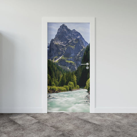 Autocolant ușă Swiss Mountains - clevny.ro