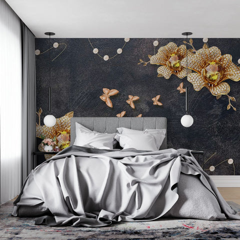 Fototapet Abstract Flowers with Crystals - clevny.ro