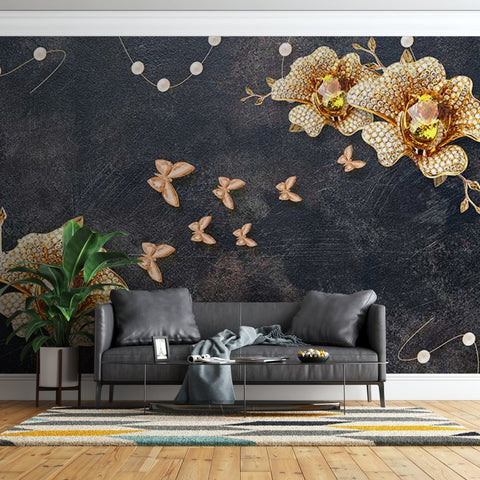 Fototapet Abstract Flowers with Crystals - clevny.ro