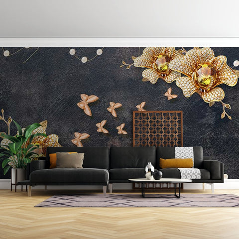 Fototapet Abstract Flowers with Crystals - clevny.ro