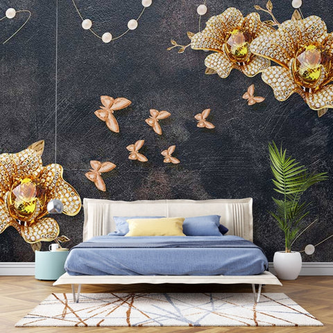 Fototapet Abstract Flowers with Crystals - clevny.ro