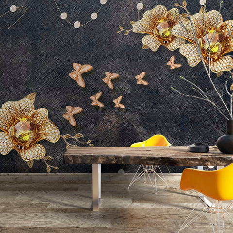 Fototapet Abstract Flowers with Crystals - clevny.ro