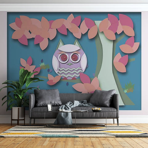 Fototapet Cartoon Bird with Flowers - clevny.ro