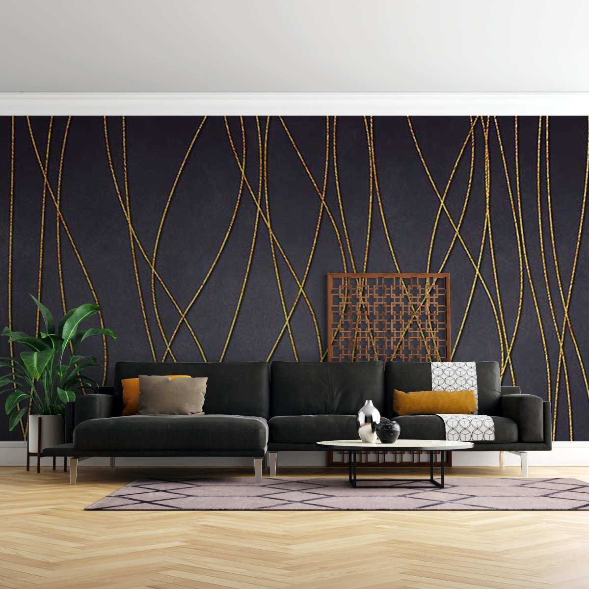 Fototapet Curved Golden Lines - clevny.ro