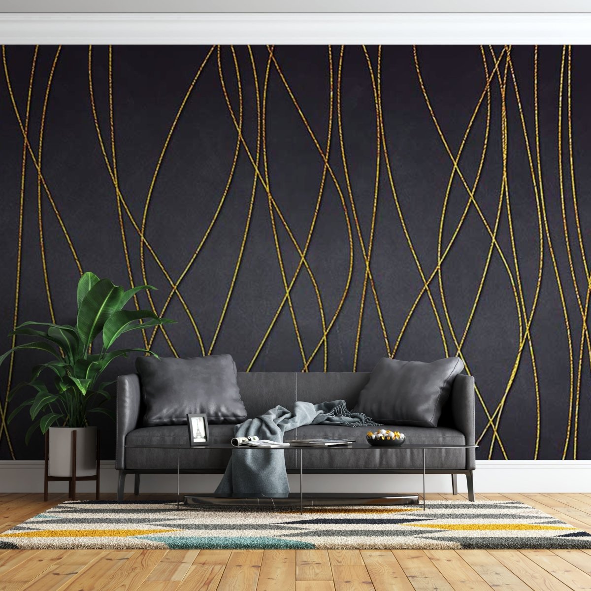 Fototapet Curved Golden Lines - clevny.ro
