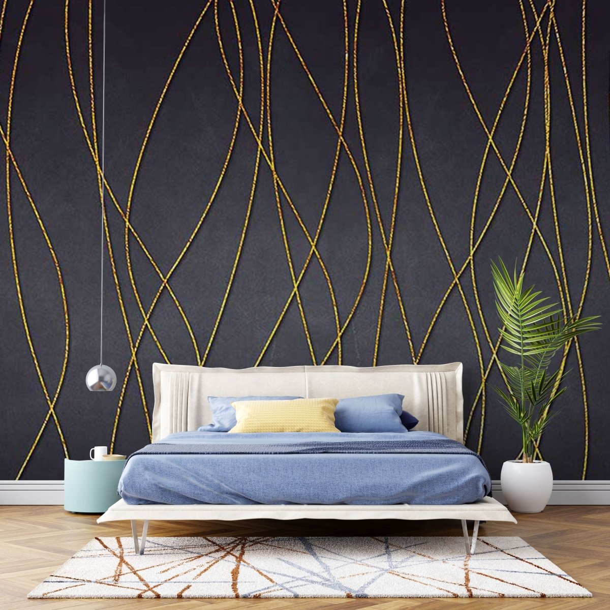 Fototapet Curved Golden Lines - clevny.ro