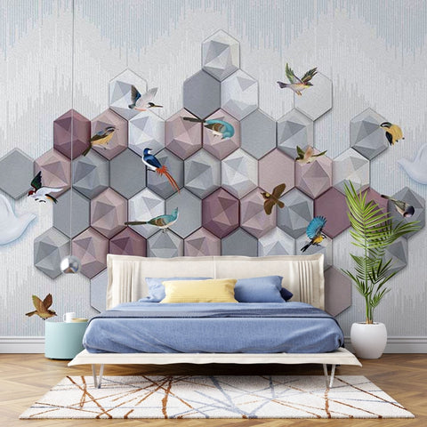 Fototapet Volumetric Multicolored Hexagons - clevny.ro