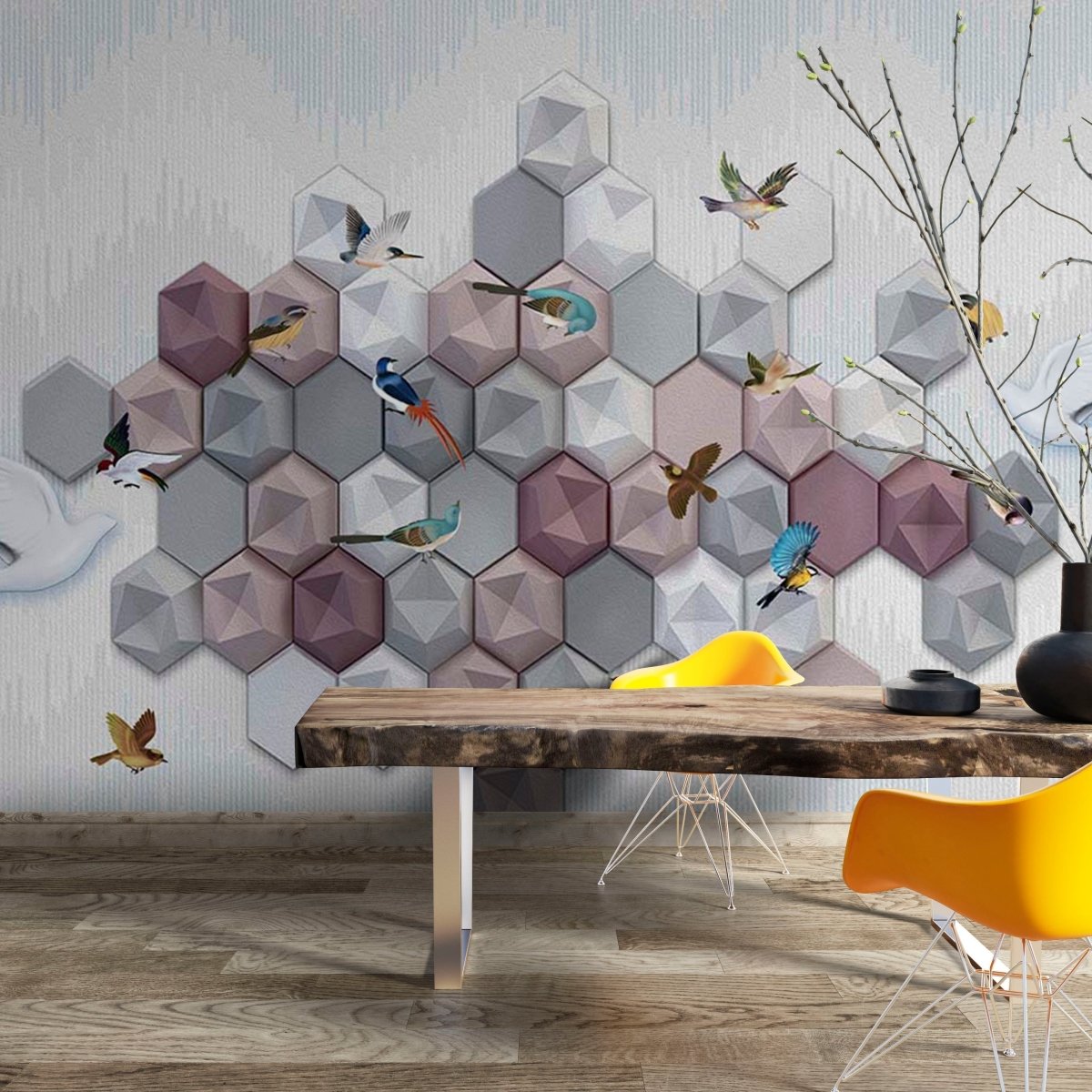 Fototapet Volumetric Multicolored Hexagons - clevny.ro