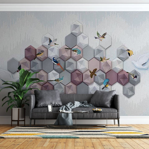 Fototapet Volumetric Multicolored Hexagons - clevny.ro