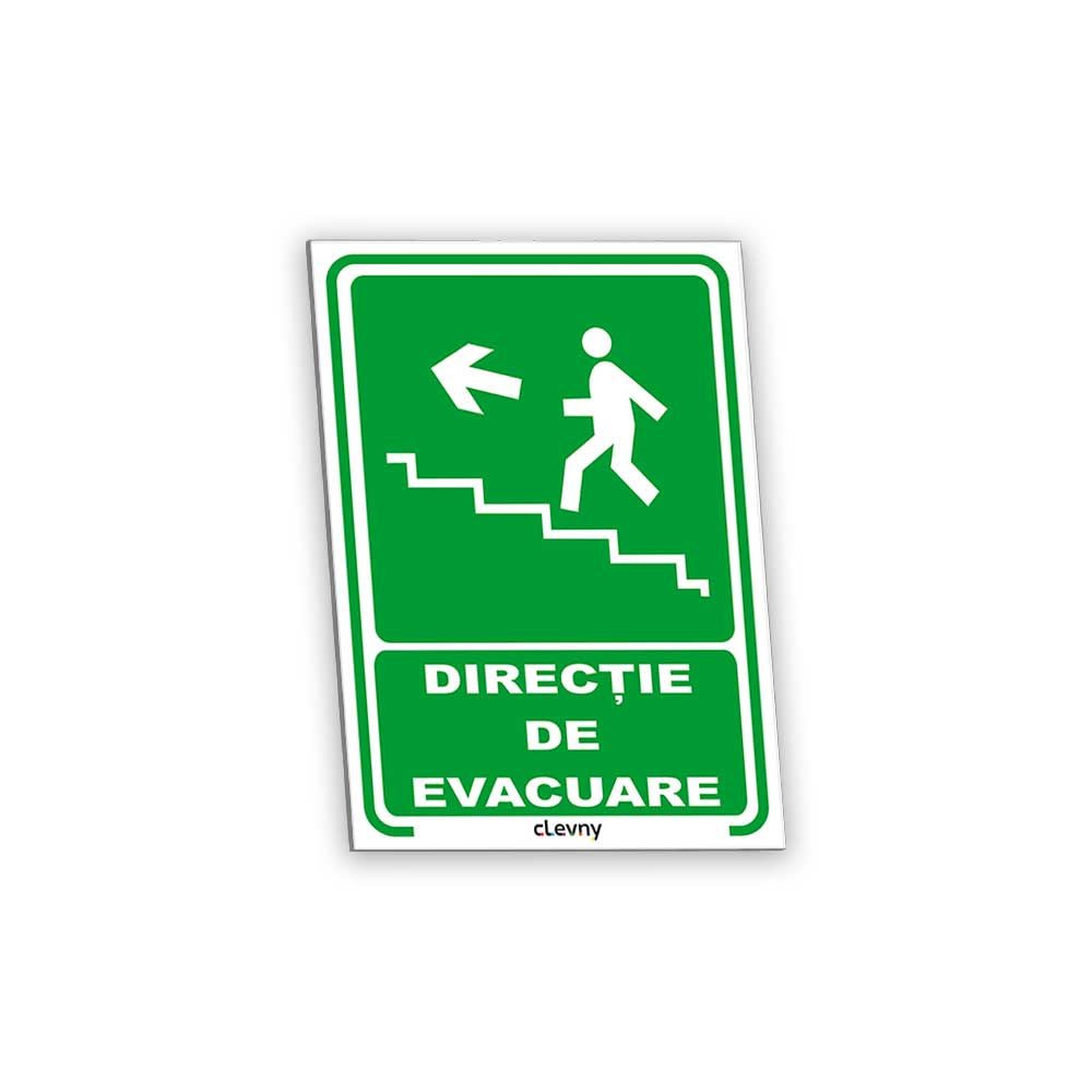 Indicator Direcție de evacuare scări stânga sus - clevny.ro
