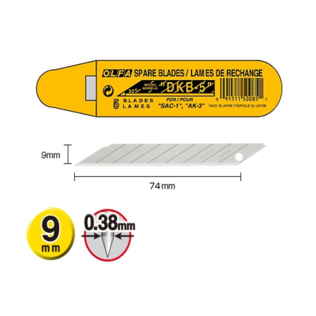 Lame Olfa DKB-5 - Lame de schimb 9 mm - clevny.ro