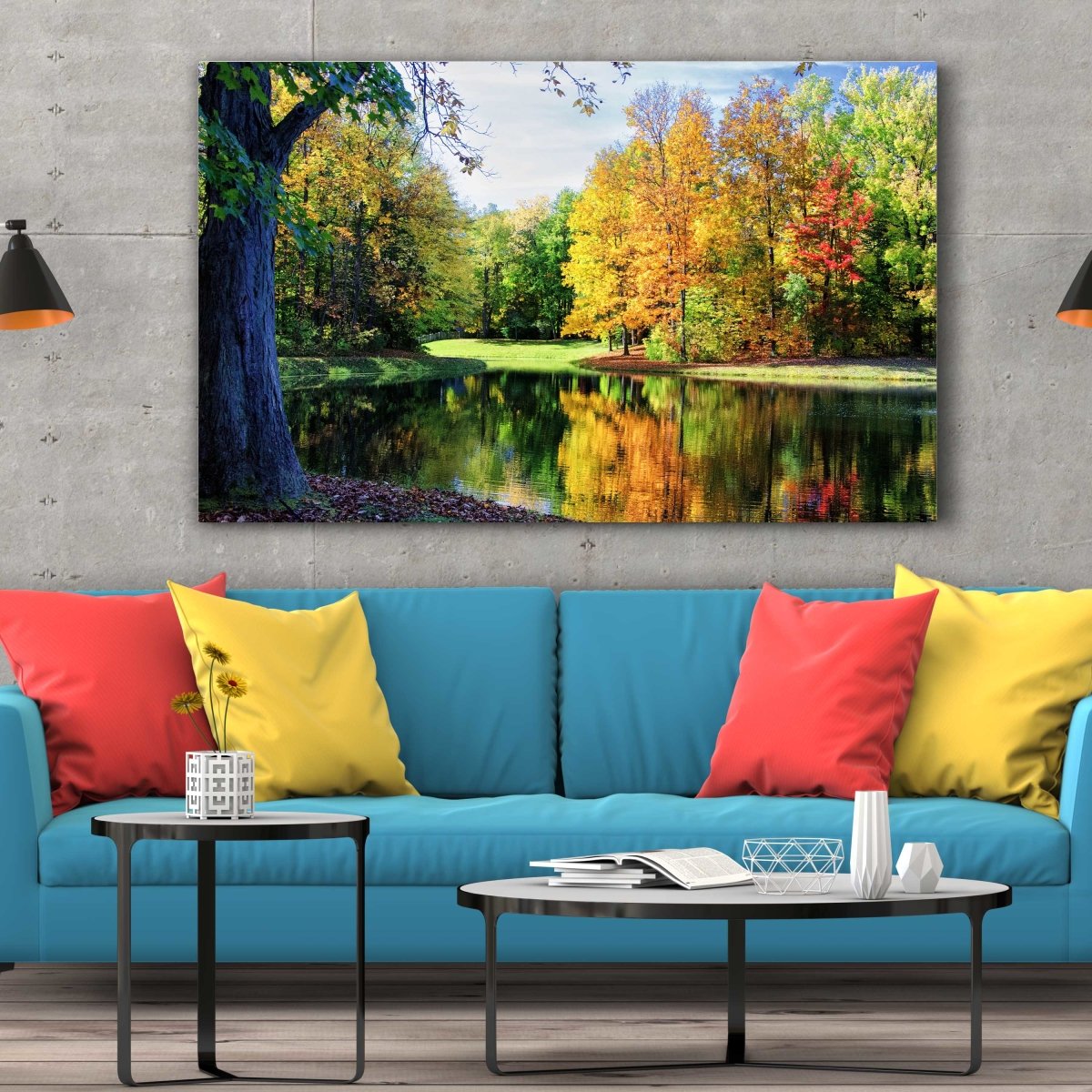 Ofertă Tablou Canvas Colorful Trees Reflections - clevny.ro