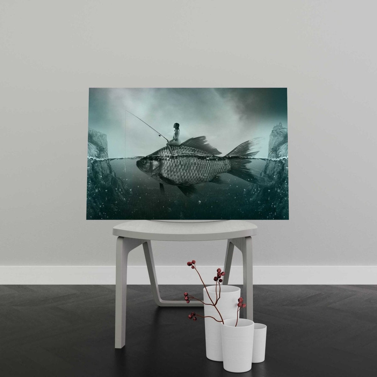 Tablou Canvas Artistic Fish with Woman Fishing - clevny.ro