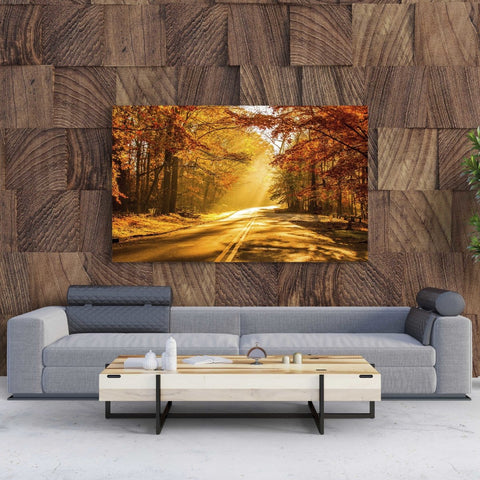 Tablou Canvas Autumn Road to Forest - clevny.ro