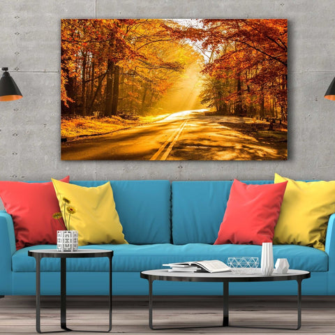 Tablou Canvas Autumn Road to Forest - clevny.ro