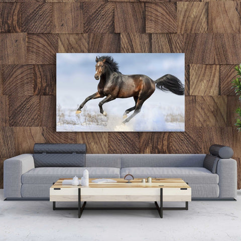 Tablou Canvas Bay Horse in Snow - clevny.ro