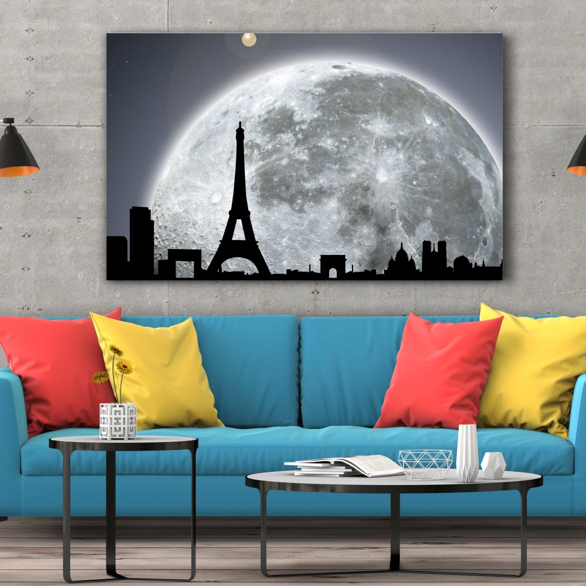 Tablou Canvas Big Moon on Paris - clevny.ro