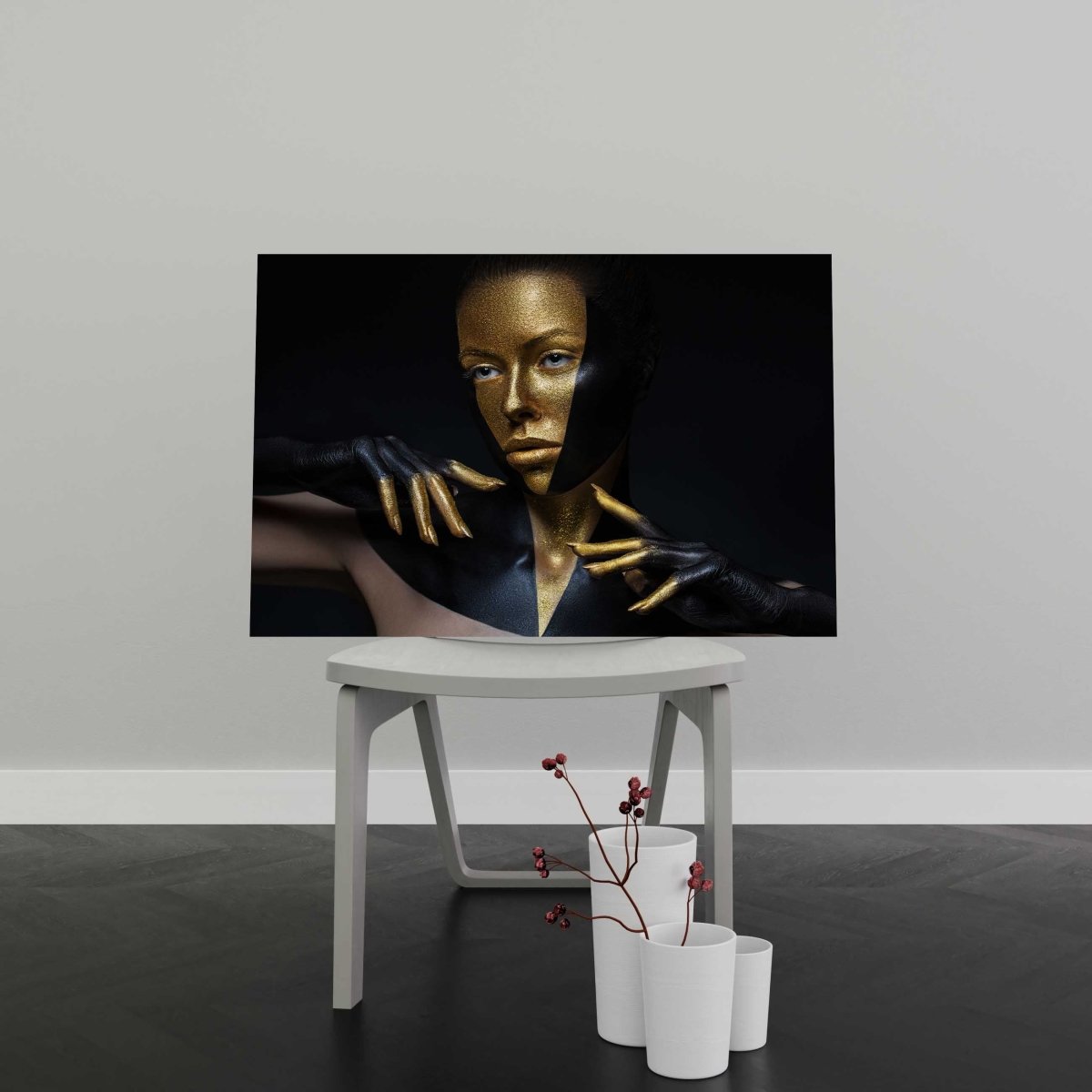 Tablou Canvas Black and Gold Leather - clevny.ro