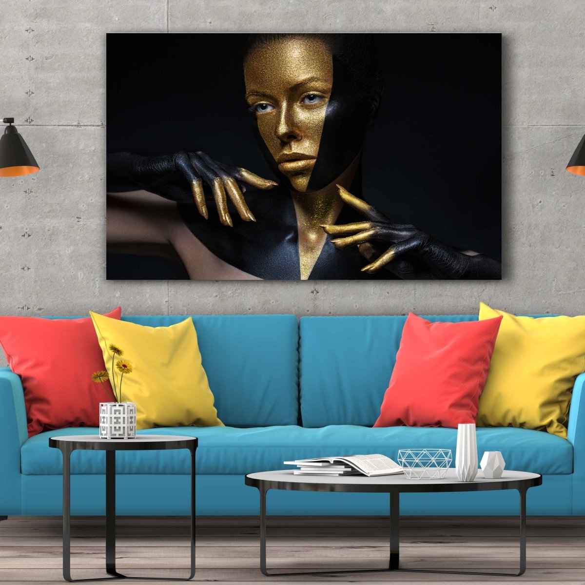 Tablou Canvas Black and Gold Leather - clevny.ro