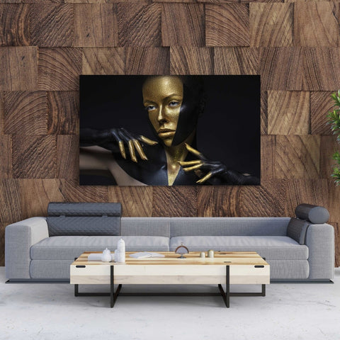 Tablou Canvas Black and Gold Leather - clevny.ro