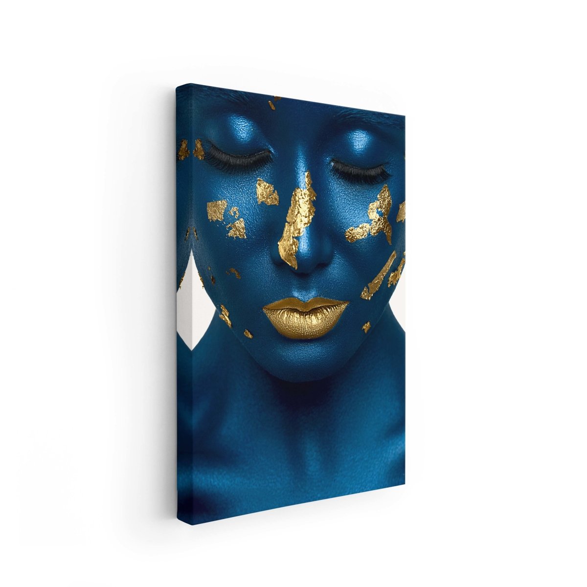 Tablou Canvas Blue Skin and Gold Lips - clevny.ro