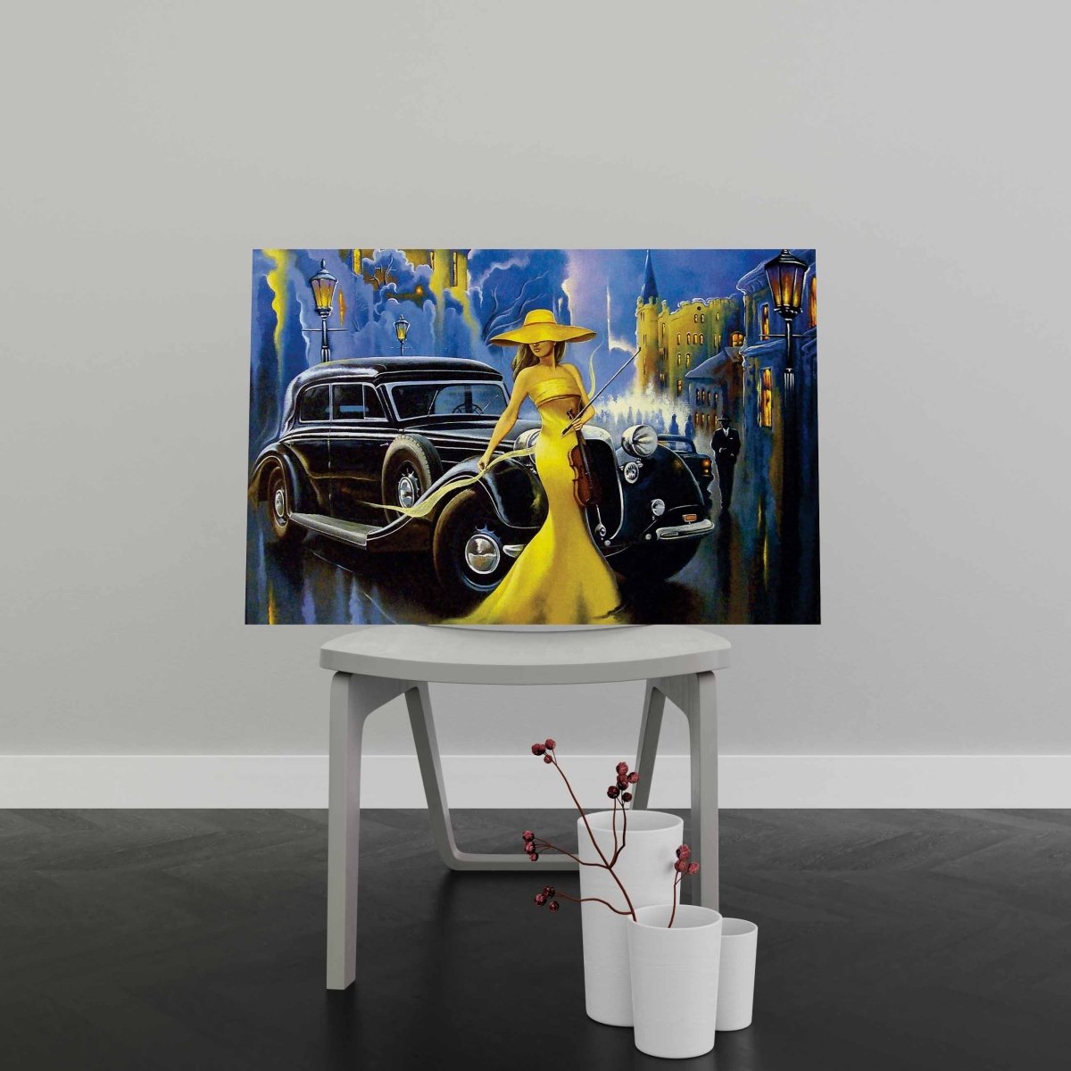 Tablou Canvas Car and Girl Old City - clevny.ro
