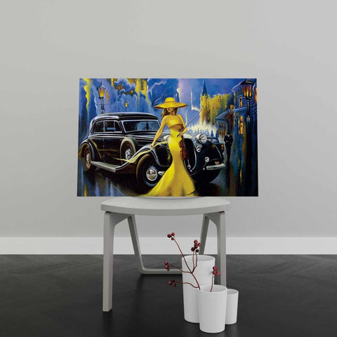 Tablou Canvas Car and Girl Old City - clevny.ro